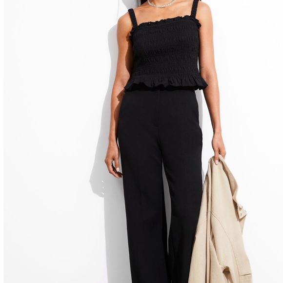 & Other Stories Black Pleated Wide Leg Trousers - Picture 2 of 5